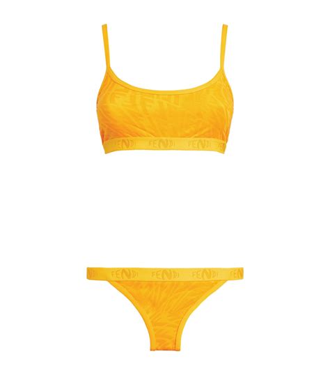 fendi bikini yellow|Fendi high waisted swimsuit.